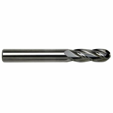 GS TOOLING 1/8" Diameter x 1/8" Shank 4-Flute Long Length Ball Nose Blue Series Carbide End Mills 102991